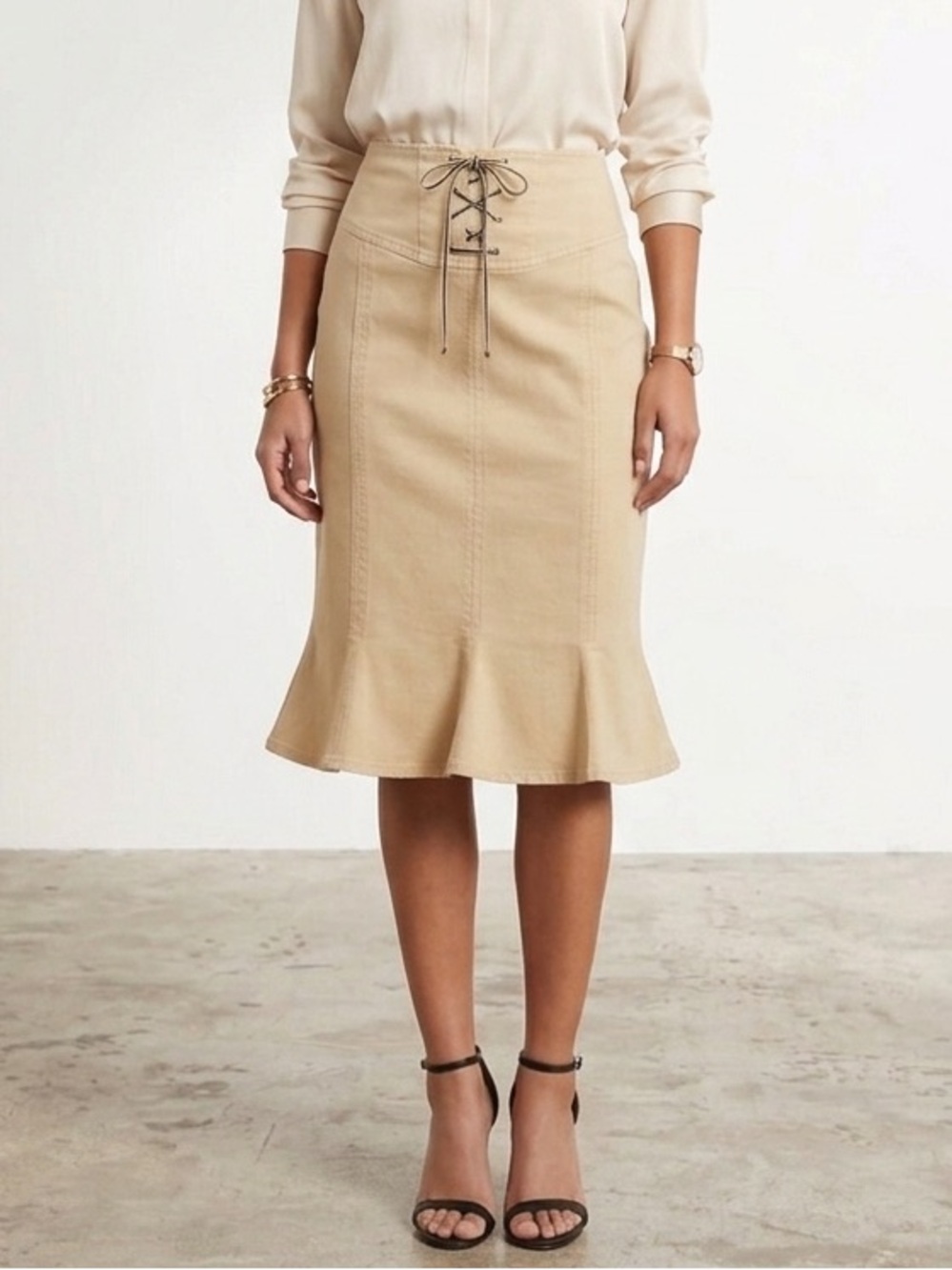 Max Mara Weekend Skirt size 6 Beige Cotton/Linen Made in Italy